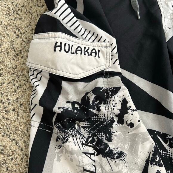 Hulakai Board Shorts Size 34 Black White Hawaii Swim Trunks Beach Surf - Picture 4 of 6